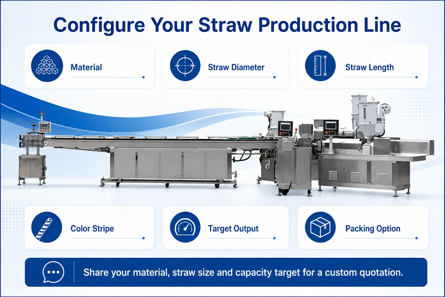 Plastic Straw Machine Quote Configuration custom plastic straw making machine configuration with extruder cooling tank cutter and sample straw options