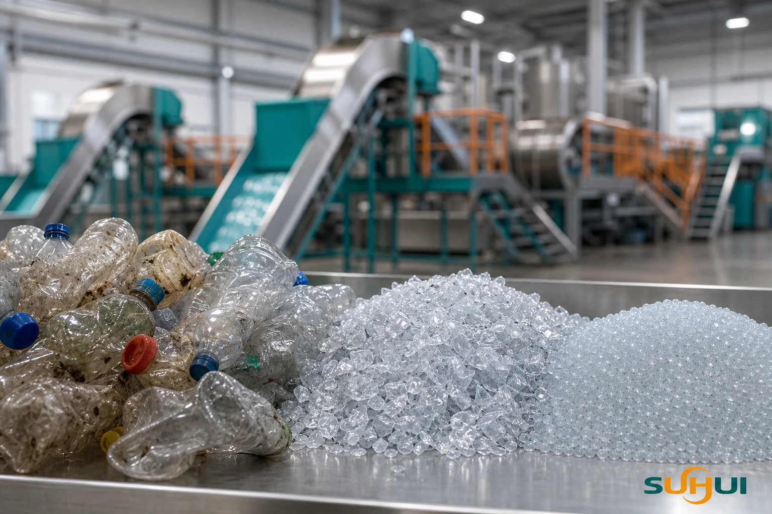 Is PET plastic recyclable with clean PET bottle flakes after sorting washing and drying